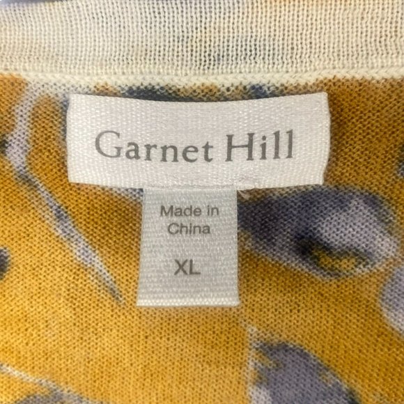 Garnet Hill Cardigan XL Gold Signature Eco Merino Sweater Floral Lightweight - Picture 3 of 13